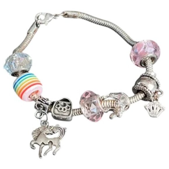 European Beads Charm Bracelet Rainbows and Princesses - Picture 1 of 4